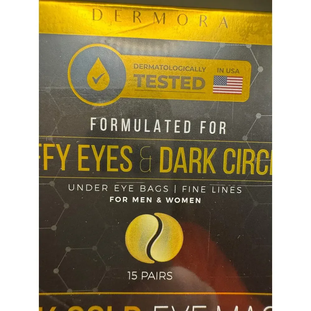 Dermora 24K Gold Eye Mask for Puffy Eyes & Dark Circles For Men & Women 15 pairs
